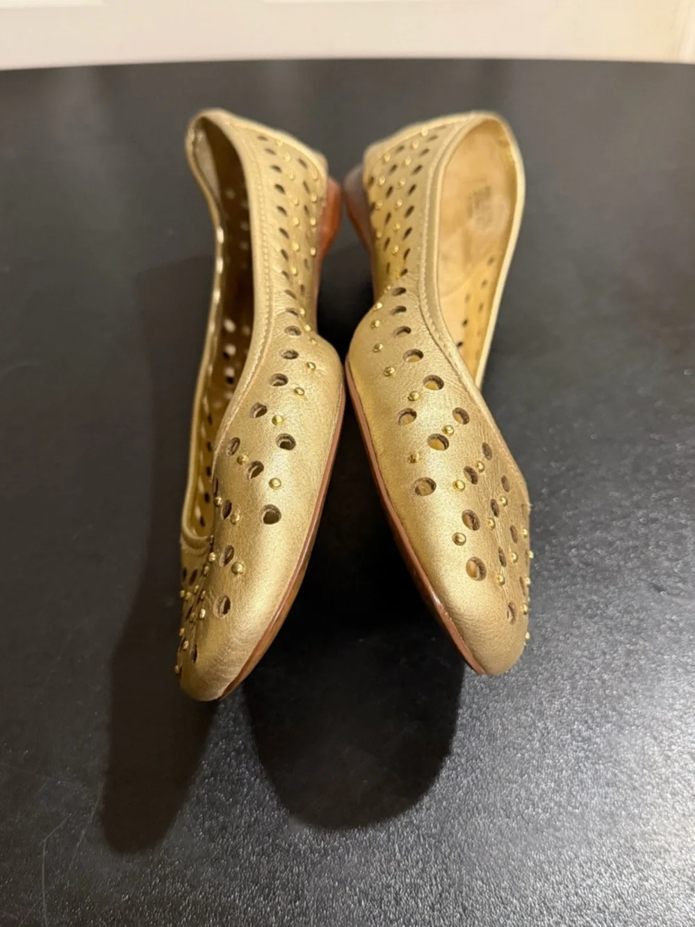 MICHAEL Michael Kors Gold Perforated Leather Ballet Flats 7.5M